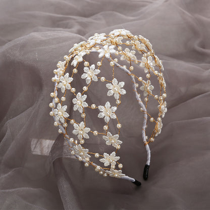 Vintage Handmade Flower Knitted Net Headband - SHEFAV