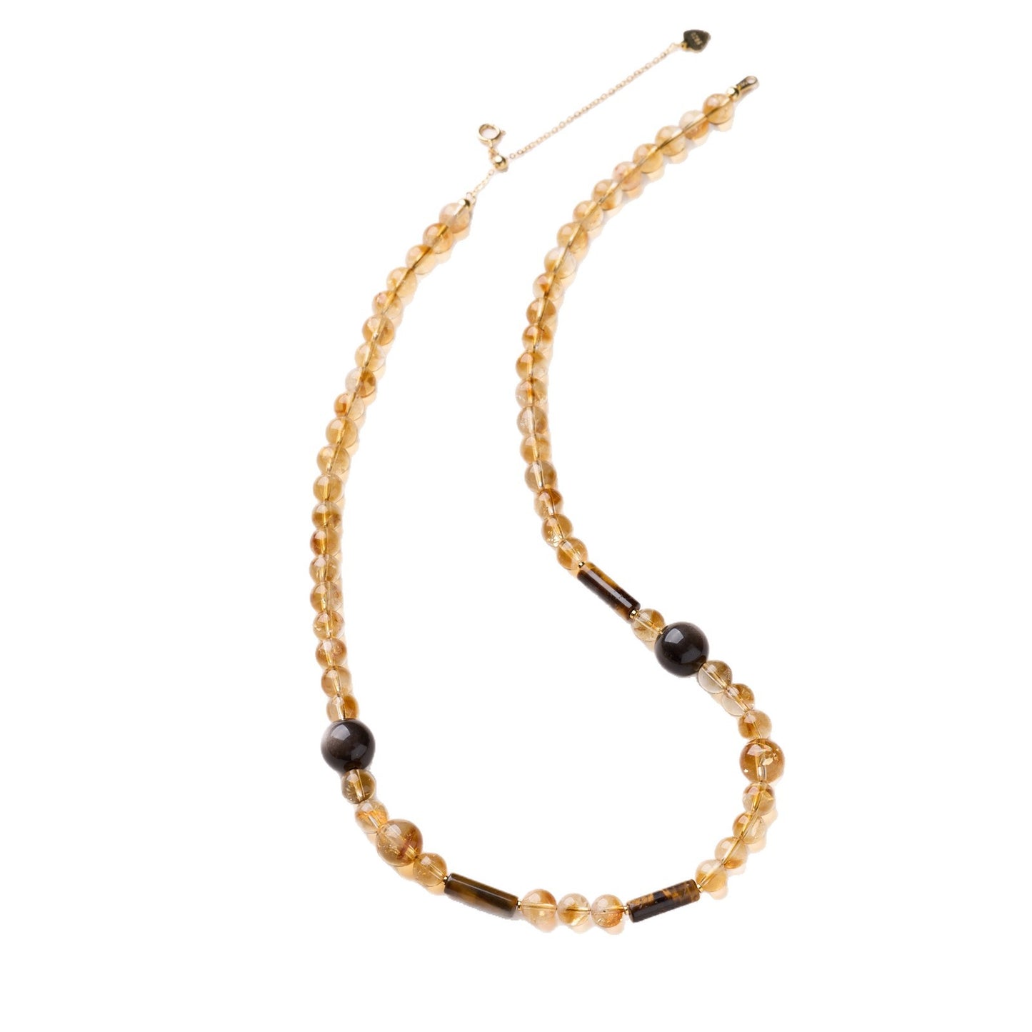 Natural Crystal Golden Citrine Tiger's Eye Necklace